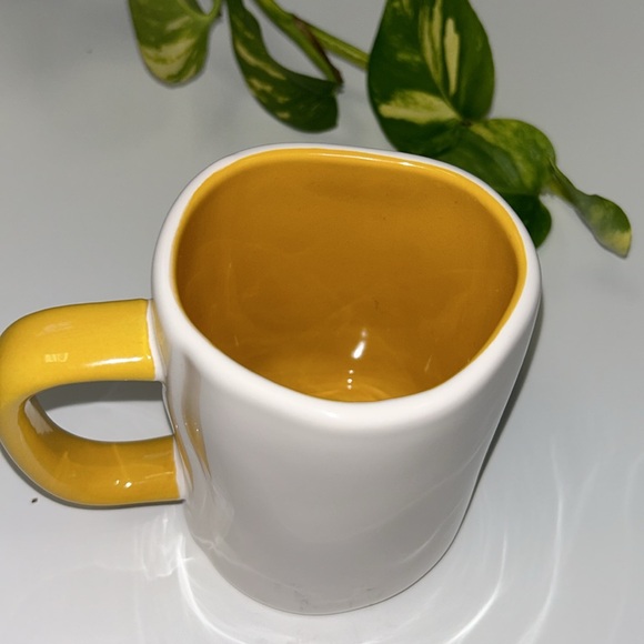 {Rae Dunn} "PARADISE" Mug - White with Yellow Handle and Interior - Picture 4 of 6